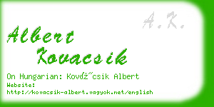 albert kovacsik business card